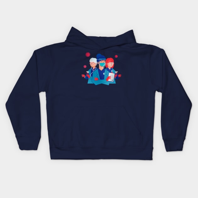 Team of Doctors against coronavirus Kids Hoodie by InkyArt